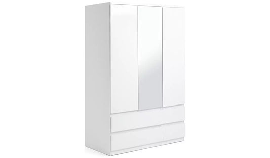 Jenson 3 Door 4 Drawer Mirror Wardrobe - Matte White
