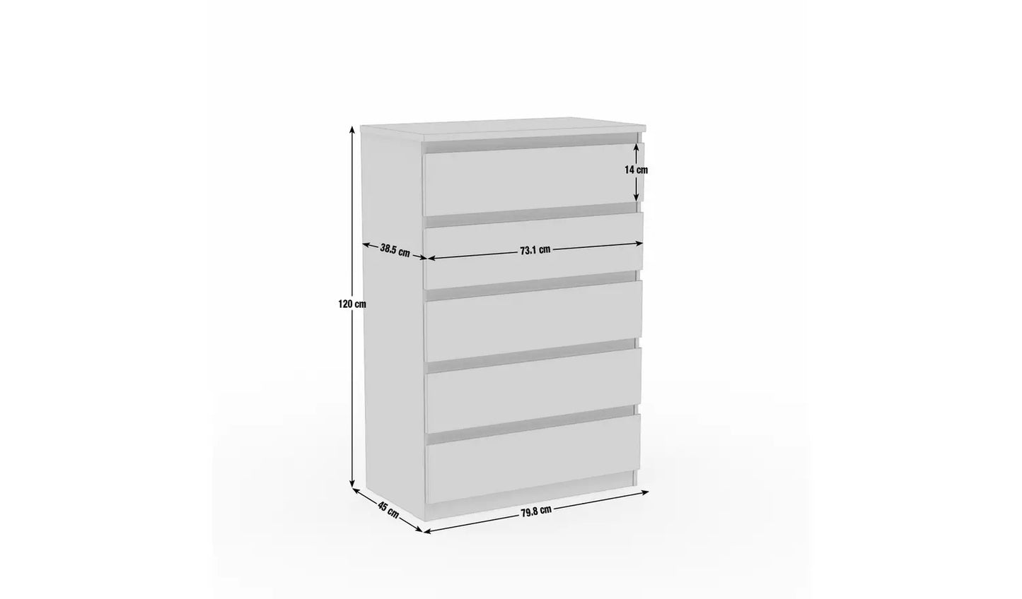 Assembled Jenson 5 Drawer Chest - Matte White
