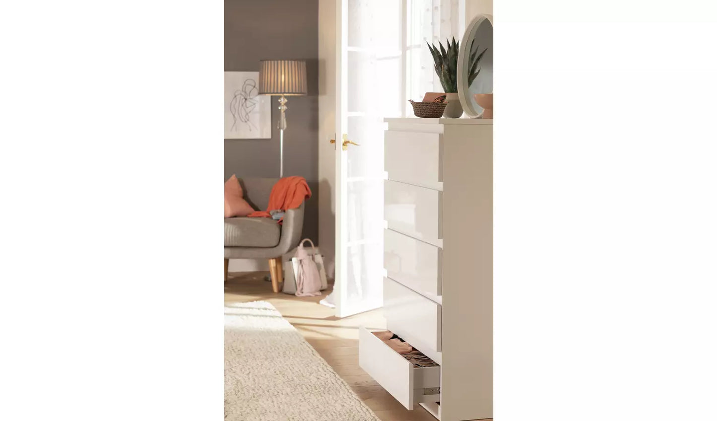 Assembled Jenson 5 Drawer Chest - Matte White