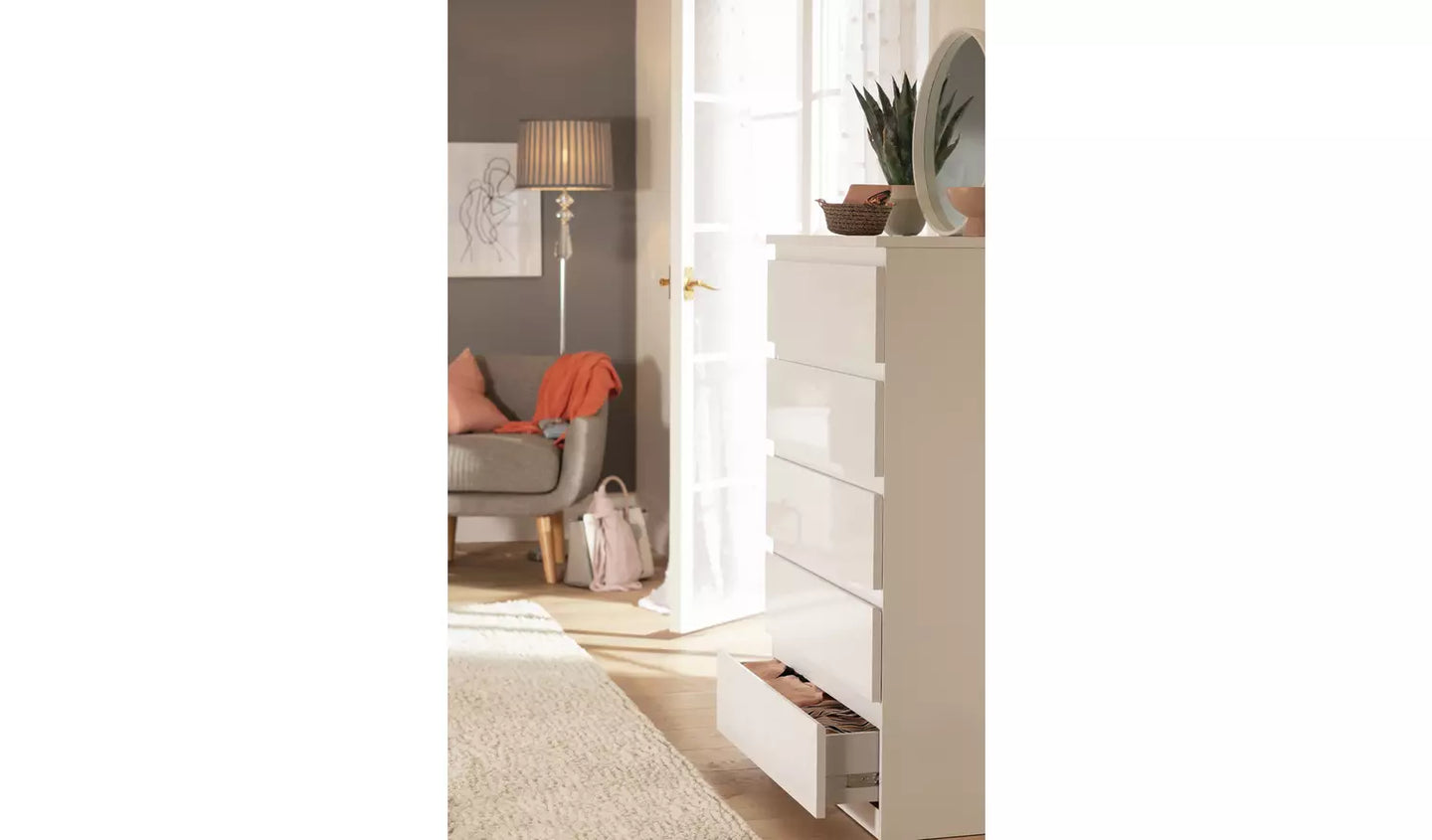 Assembled Jenson 5 Drawer Chest - Matte White