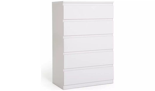 Assembled Jenson 5 Drawer Chest - Matte White