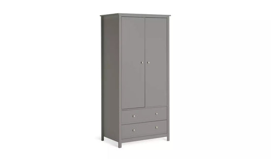 Assembled Habitat Brooklyn 2 Door 2 Drawer Wardrobe - Grey
