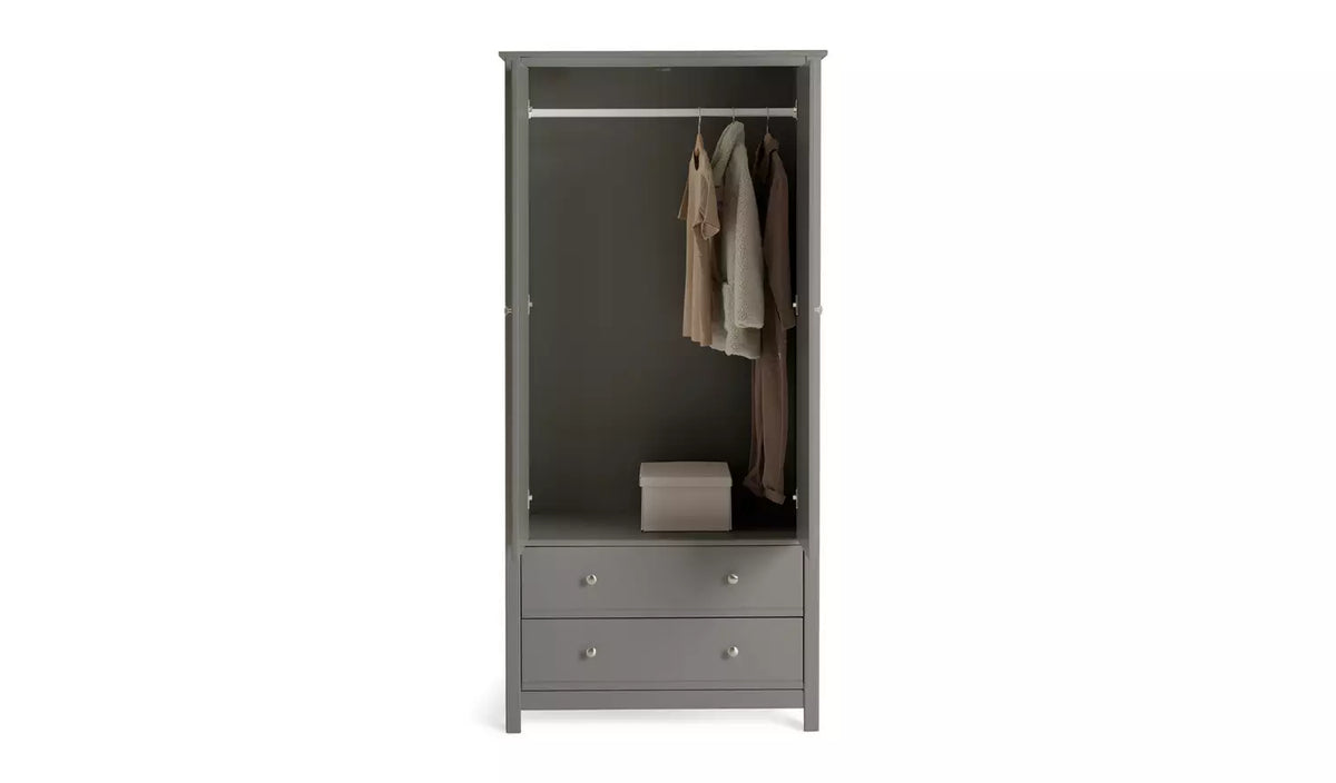 Assembled Habitat Brooklyn 2 Door 2 Drawer Wardrobe - Grey