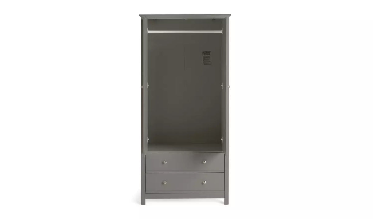 Assembled Habitat Brooklyn 2 Door 2 Drawer Wardrobe - Grey