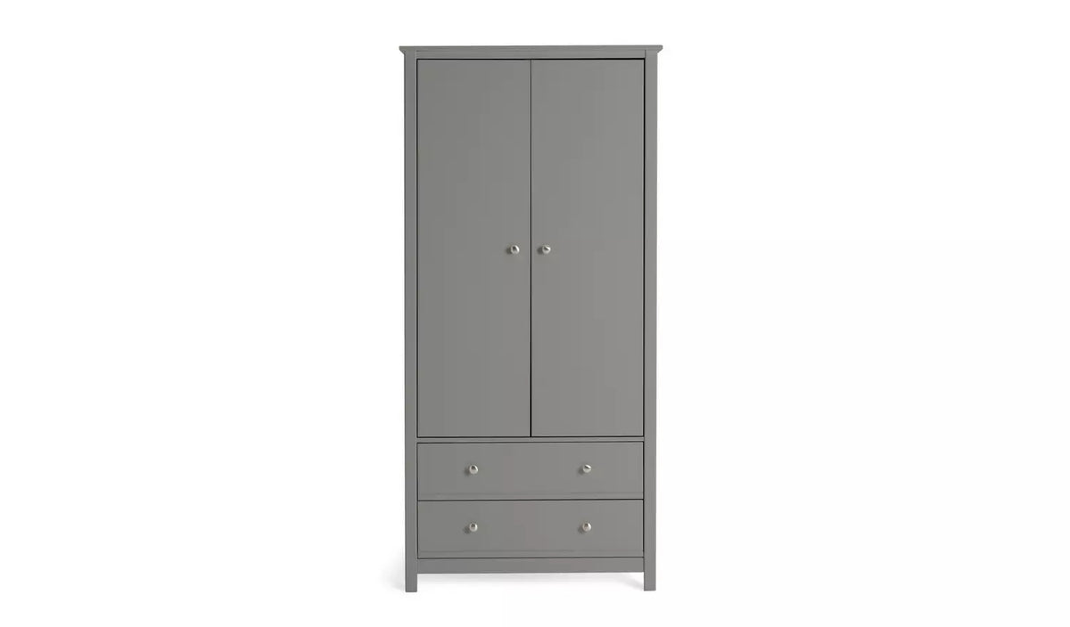Assembled Habitat Brooklyn 2 Door 2 Drawer Wardrobe - Grey