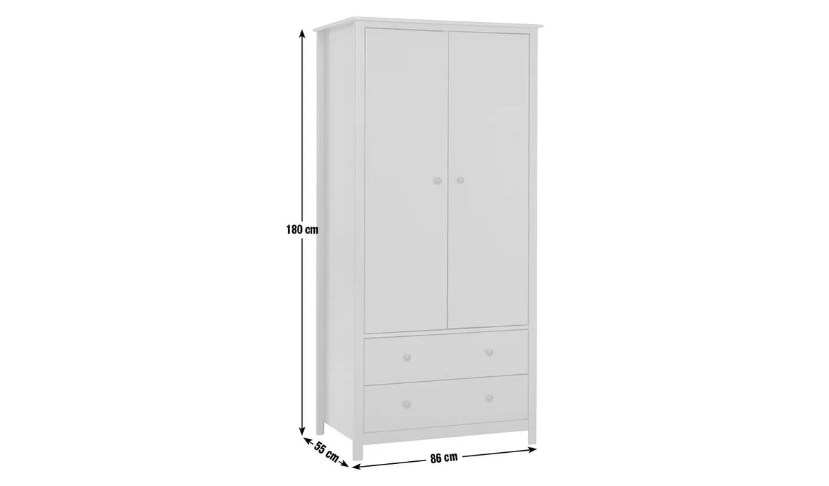 Assembled Habitat Brooklyn 2 Door 2 Drawer Wardrobe - Grey
