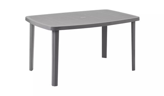 6 Seater Rectangular Plastic Garden Table - Grey