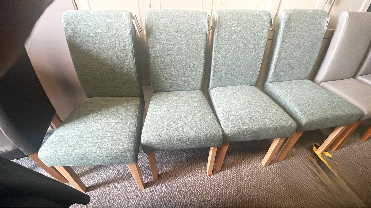 Assembled Tweed 4 Mid Back Dining Chairs - Teal