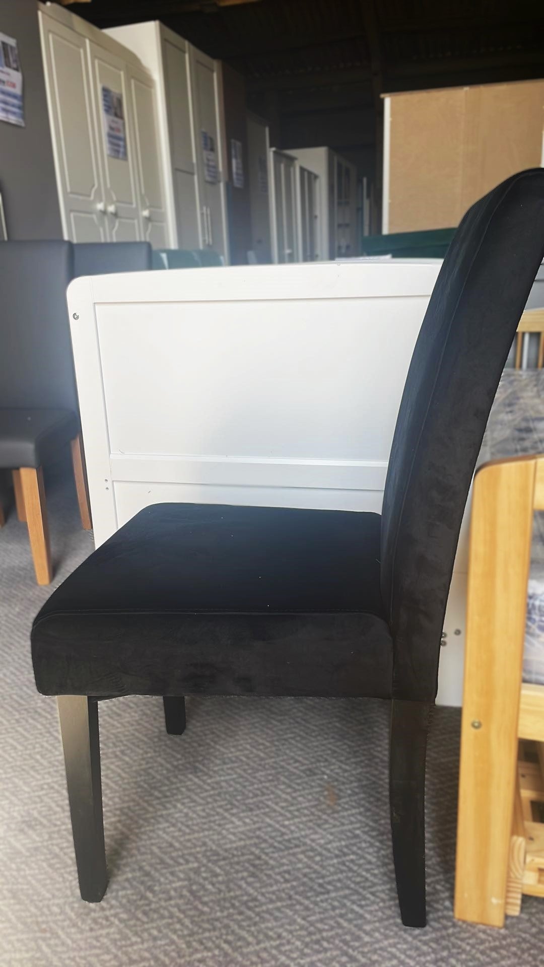 Assembled Midback Velvet Dining Chair - Black