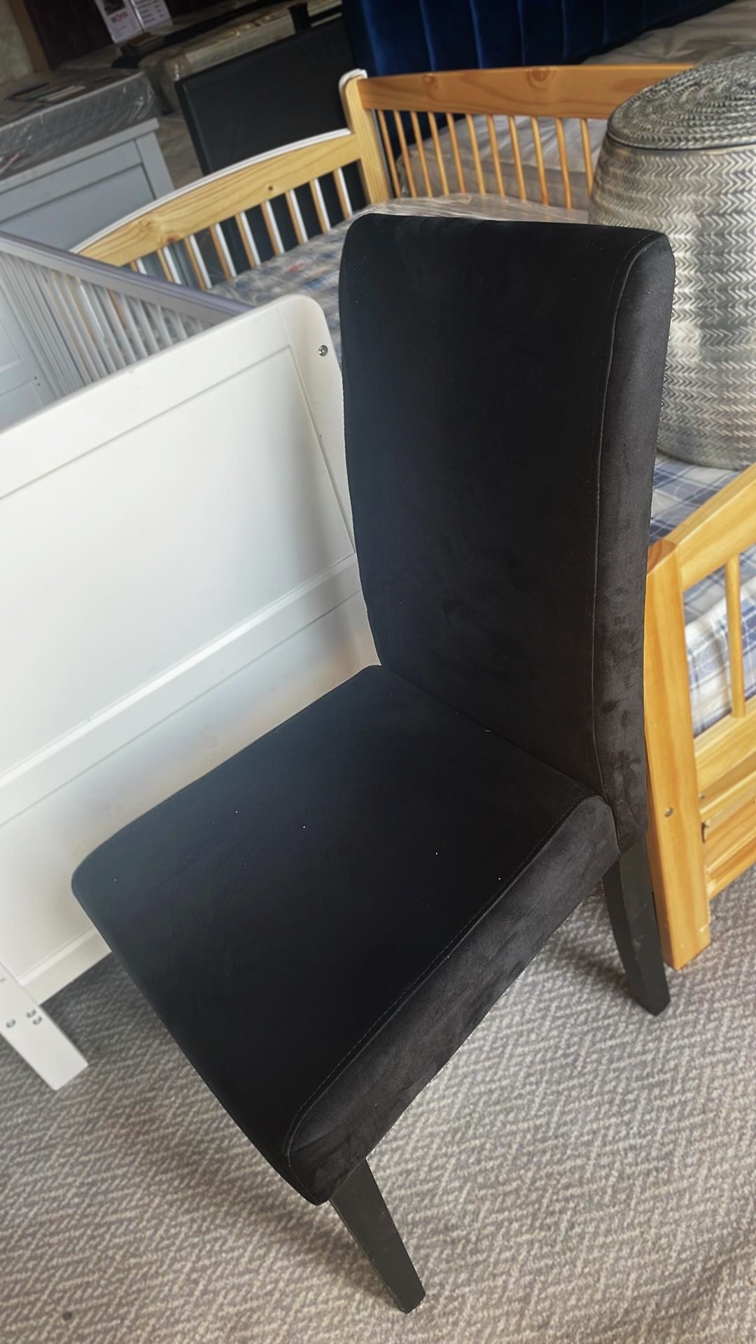 Assembled Midback Velvet Dining Chair - Black