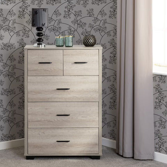 Assembled Light Oak Effect 3+ 2 Drawer Chest