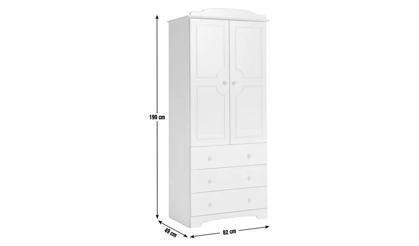 Nordic 2 Door 3 Drawer Wardrobe - Grey