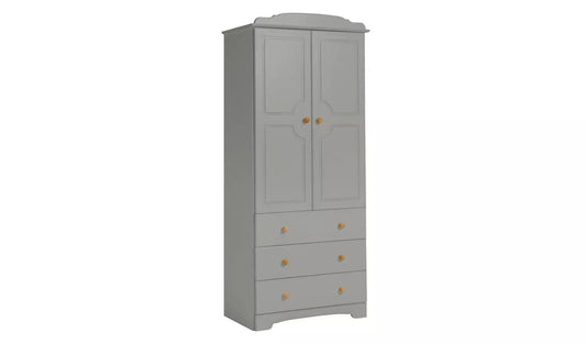 Nordic 2 Door 3 Drawer Wardrobe - Grey