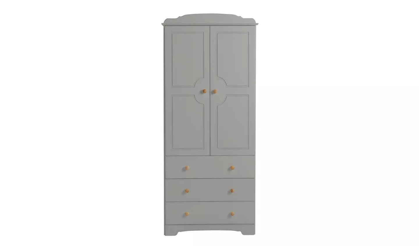 Nordic 2 Door 3 Drawer Wardrobe - Grey