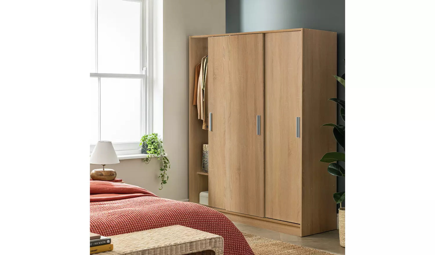 Assembled Nova 3 Door Sliding Wardrobe - Oak