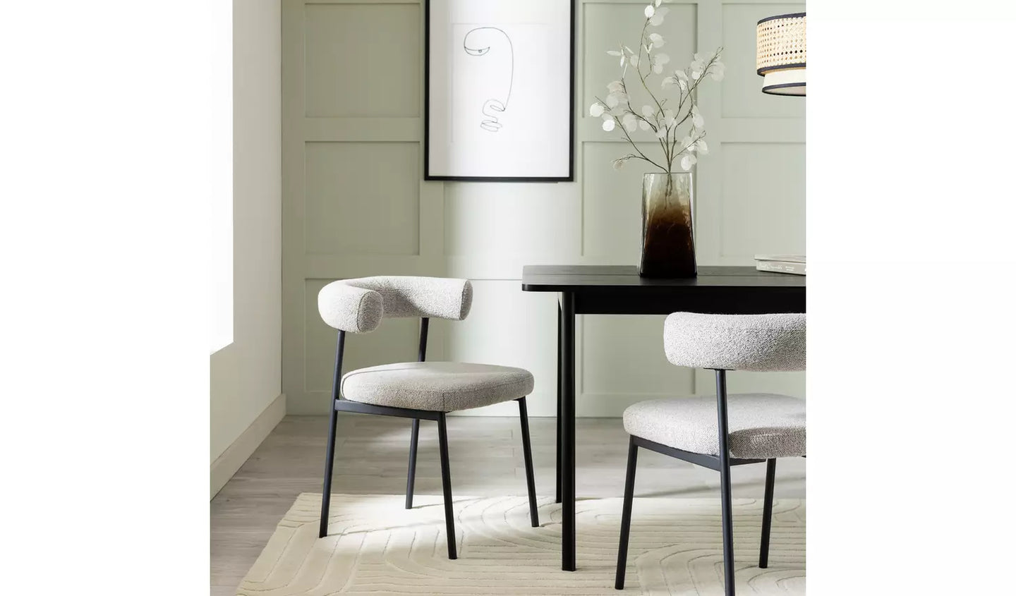 Assembled Habitat Oakie Pair of Fabric Dining Chair - Grey