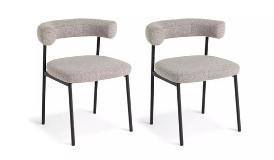 Assembled Habitat Oakie Pair of Fabric Dining Chair - Grey