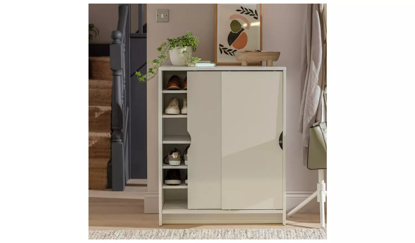 Chloe 2 Door Shoe Storage Cabinet - White