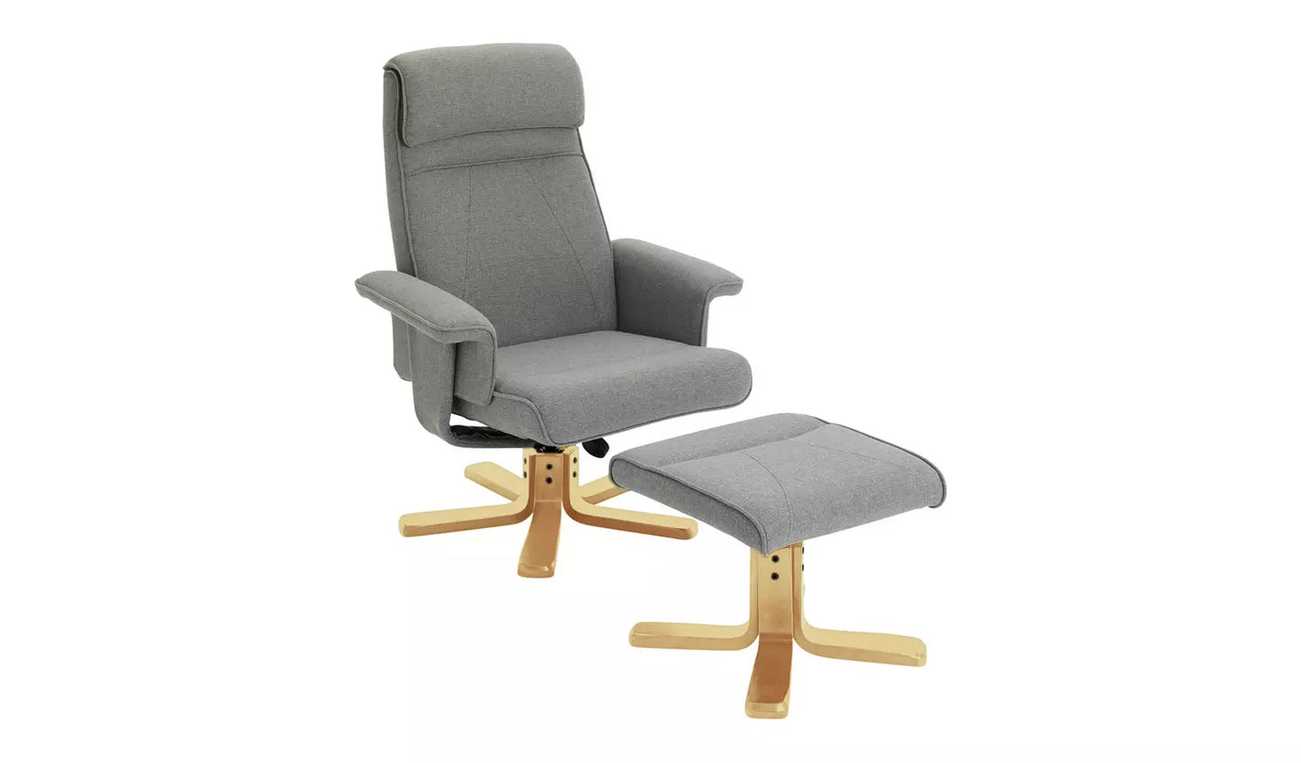 Abel Fabric Swivel Chair & Footstool - Grey ( Missing Arms) see pictures