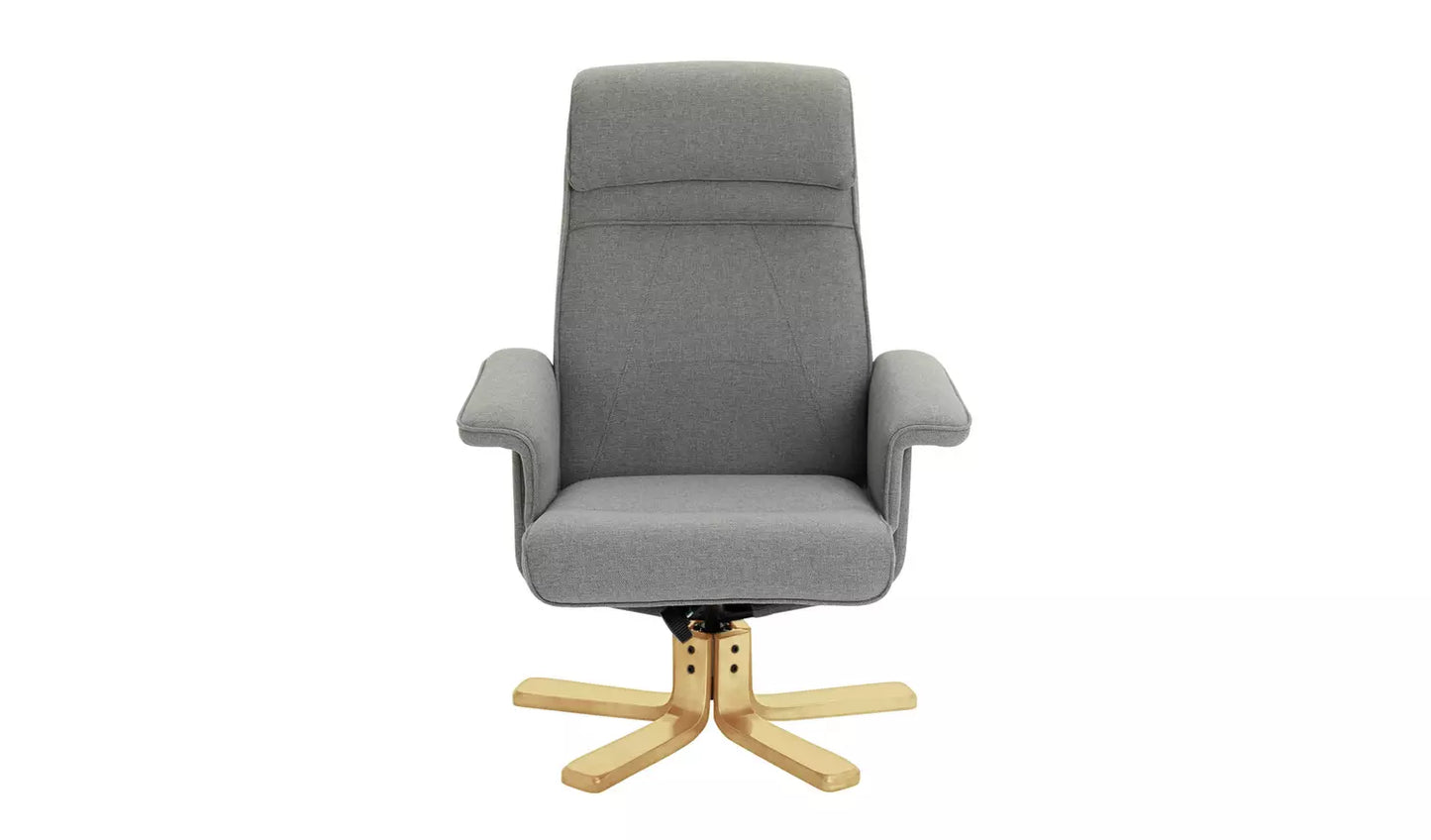 Abel Fabric Swivel Chair & Footstool - Grey ( Missing Arms) see pictures