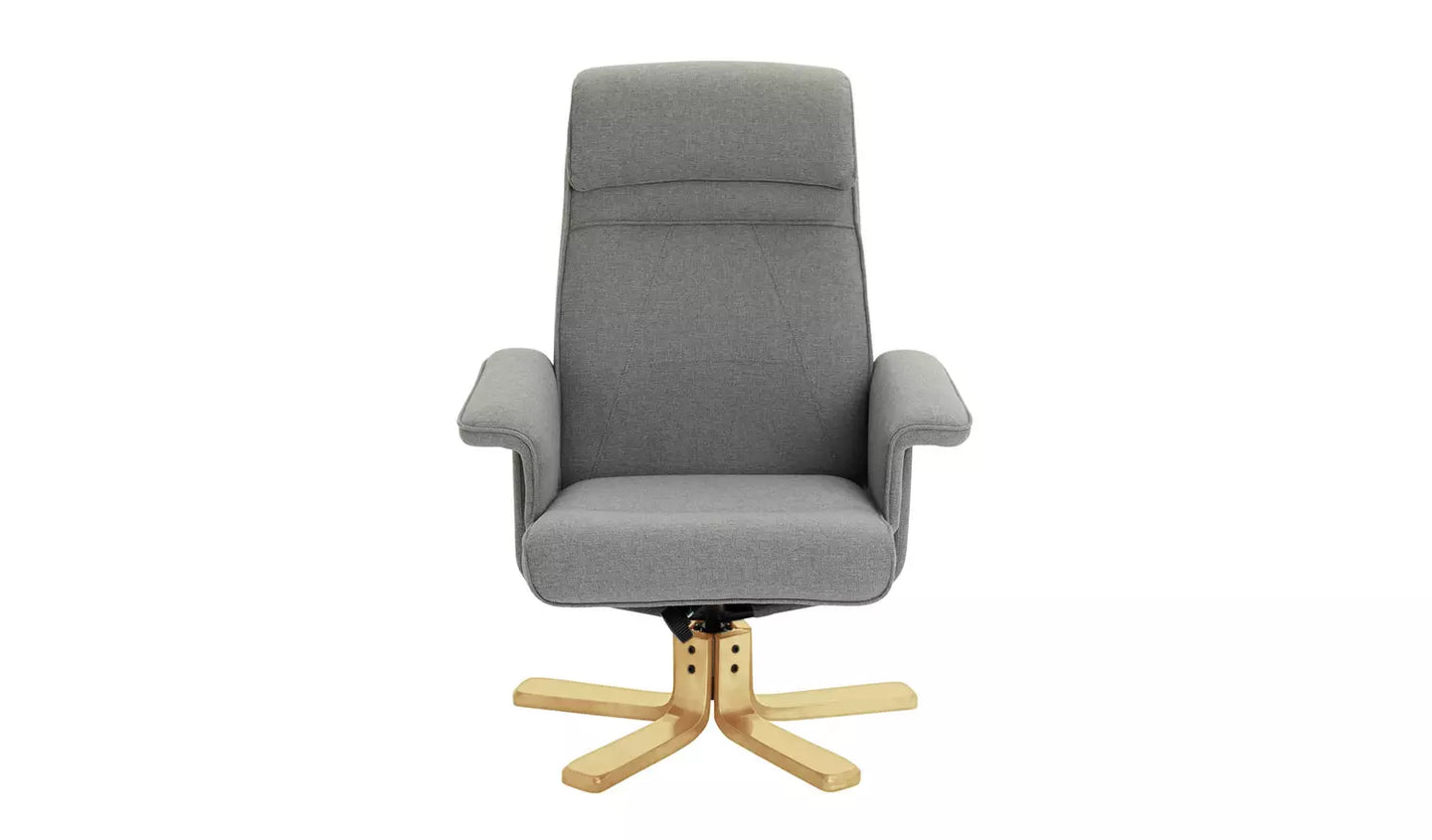 Abel Fabric Swivel Chair & Footstool - Grey ( Missing Arms) see pictures