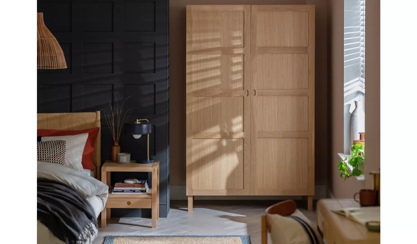 Assembled Habitat Radius 2 Door Wardrobe - Oak