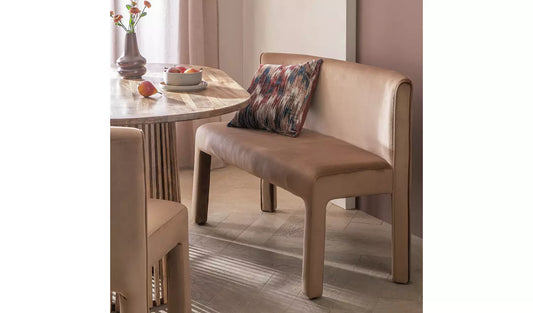 Assembled Habitat Bastian Velvet Dining Bench - Natural