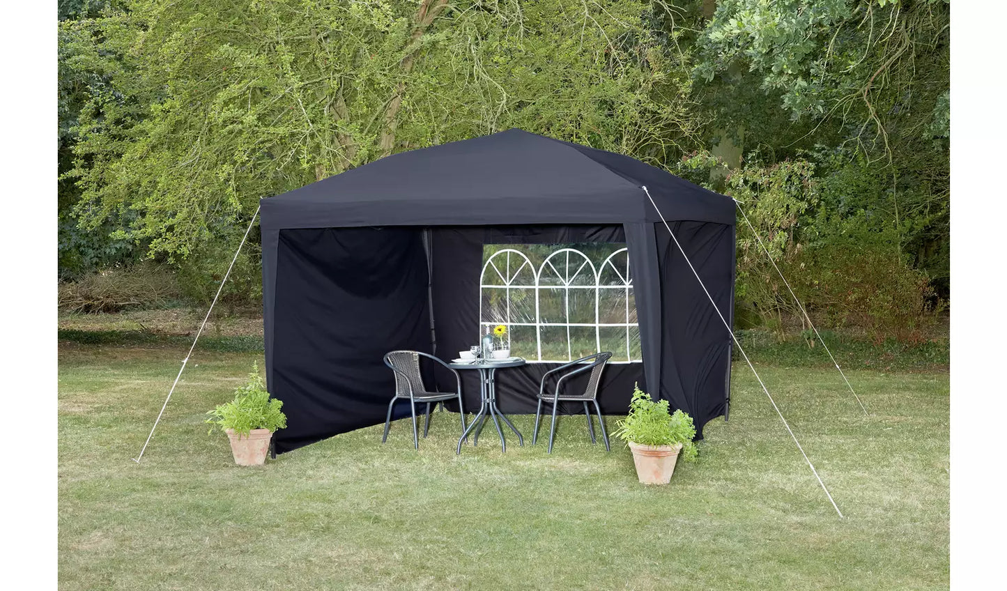 3m x 3m Pop-Up Garden Gazebo with 3 Side Panels – Navy
