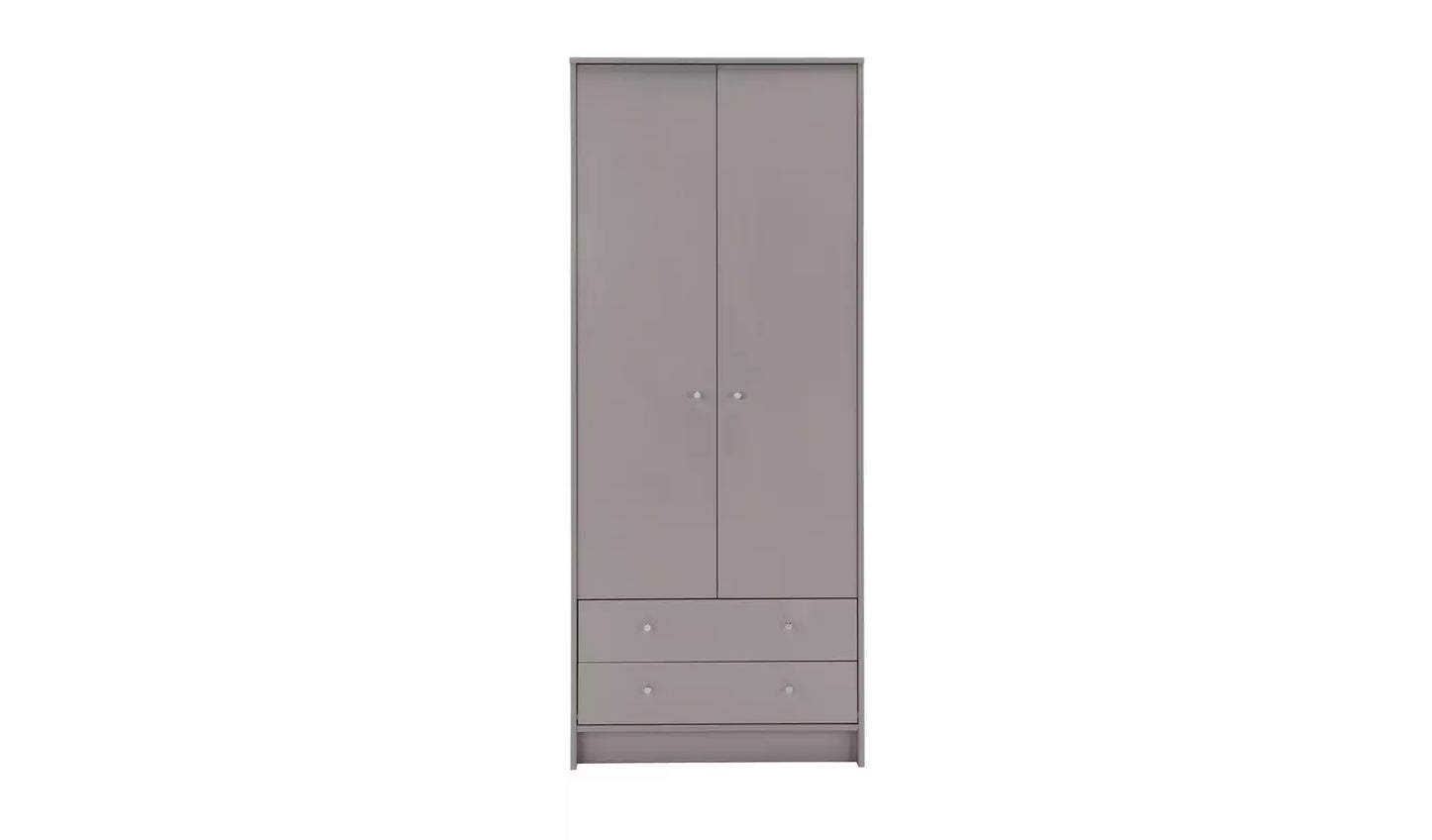 Assembled Malibu 2 Door 2 Drawer Wardrobe - Grey