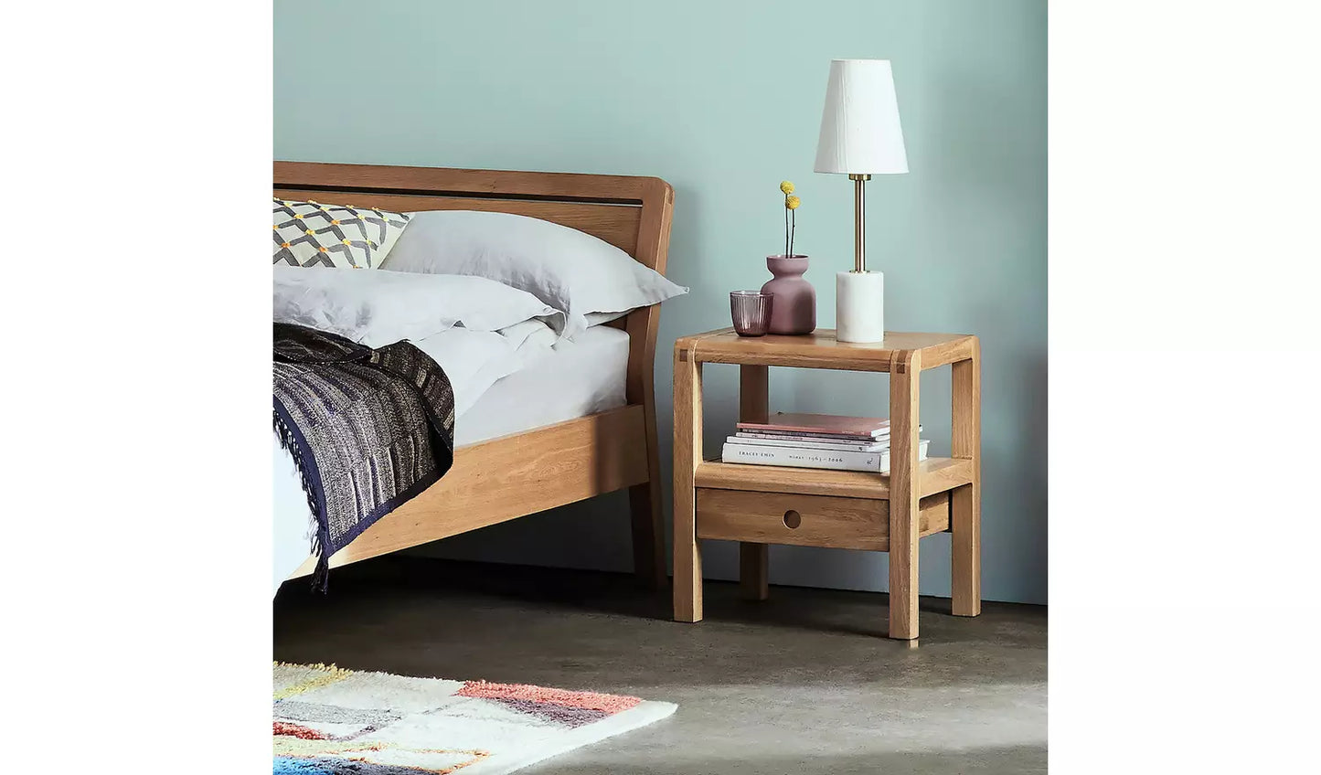 Assembled Habitat Radius 1 Drawer Bedside Table - Oak