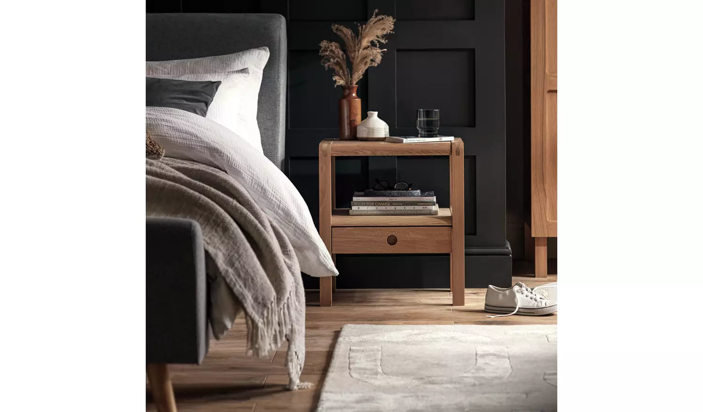 Assembled Habitat Radius 1 Drawer Bedside Table - Oak