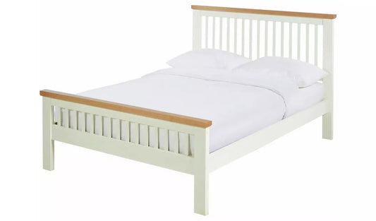 Assembled Aubrey Small Double Wooden Bed Frame - Two Tone