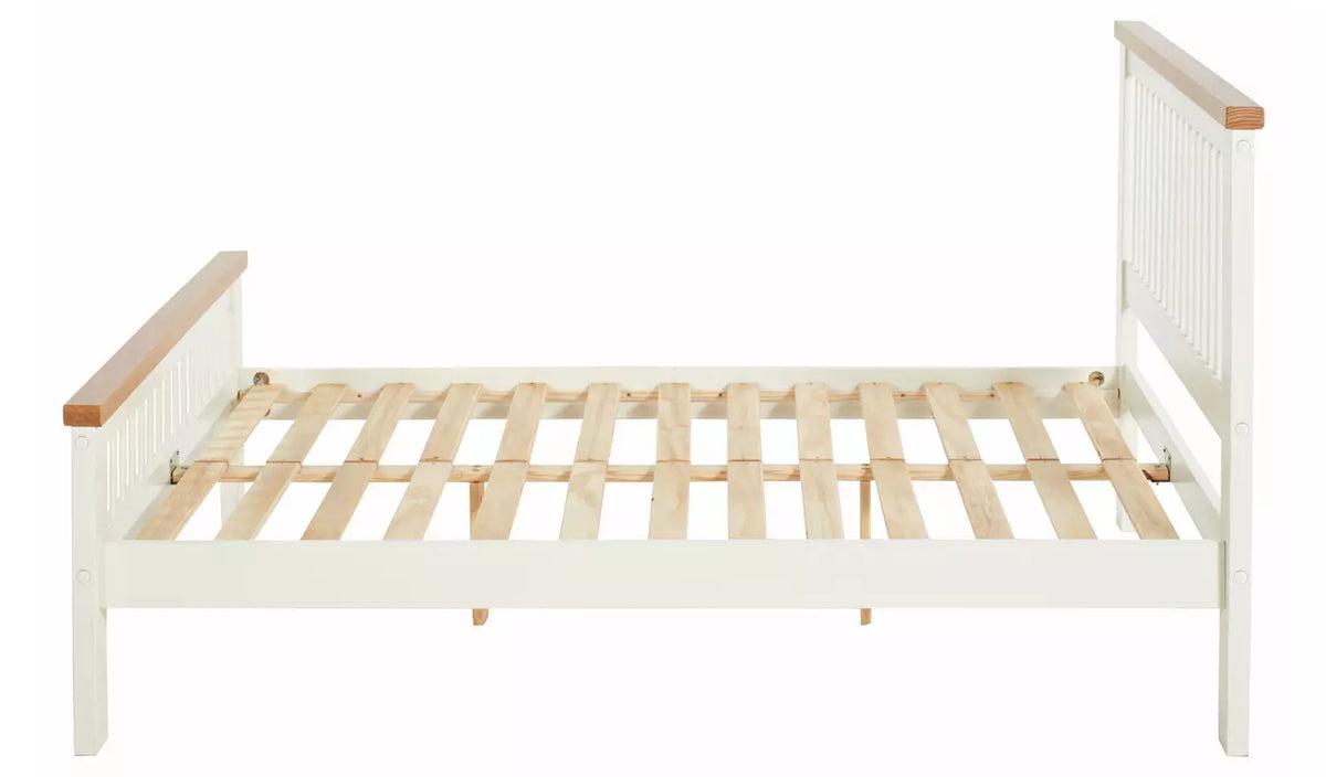 Assembled Aubrey Small Double Wooden Bed Frame - Two Tone