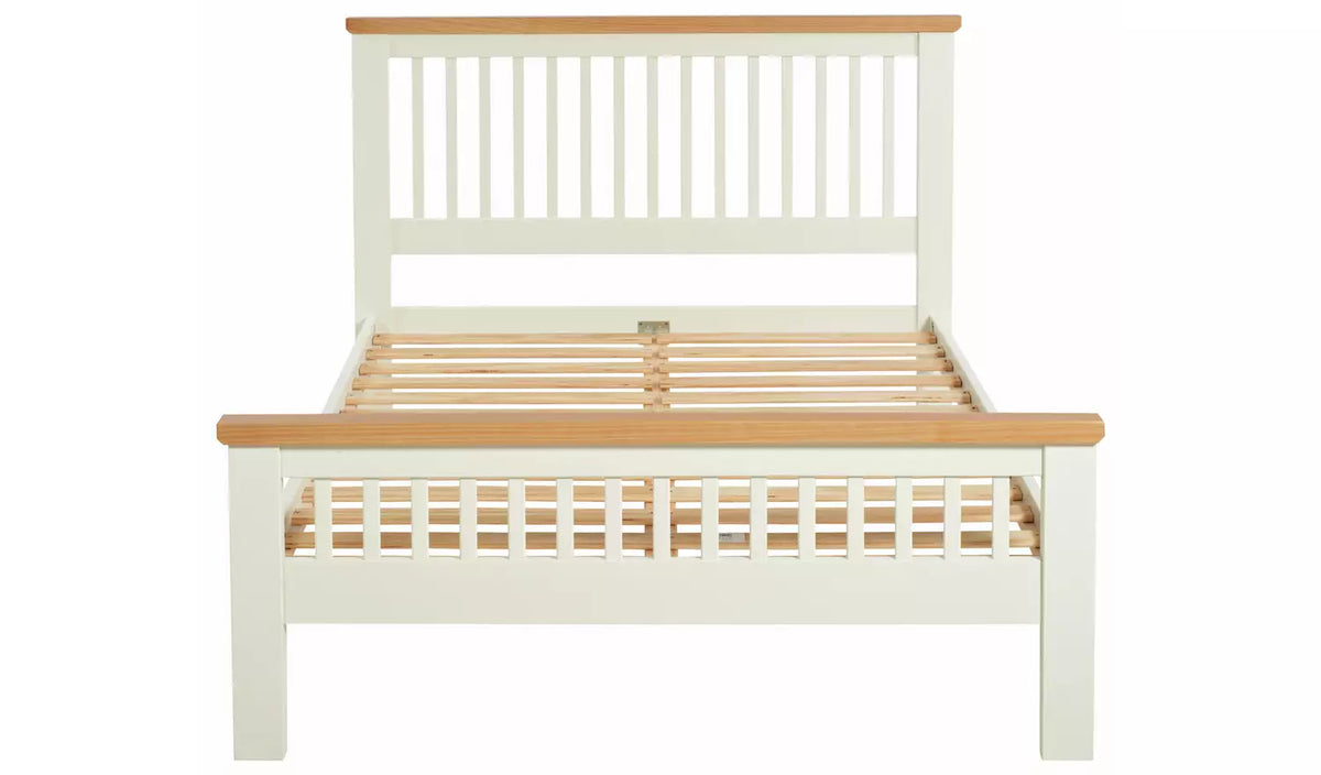 Assembled Aubrey Small Double Wooden Bed Frame - Two Tone
