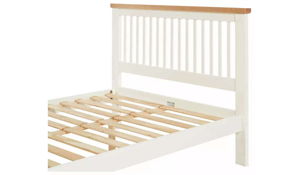 Assembled Aubrey Small Double Wooden Bed Frame - Two Tone