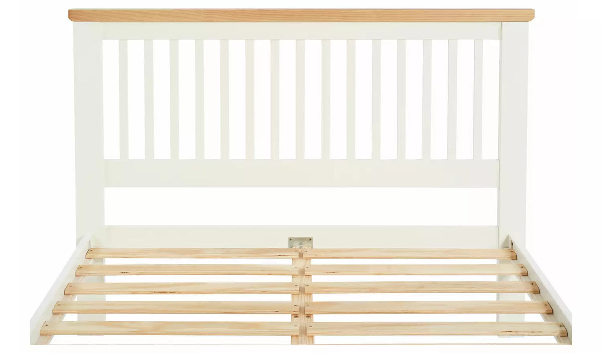 Assembled Aubrey Small Double Wooden Bed Frame - Two Tone