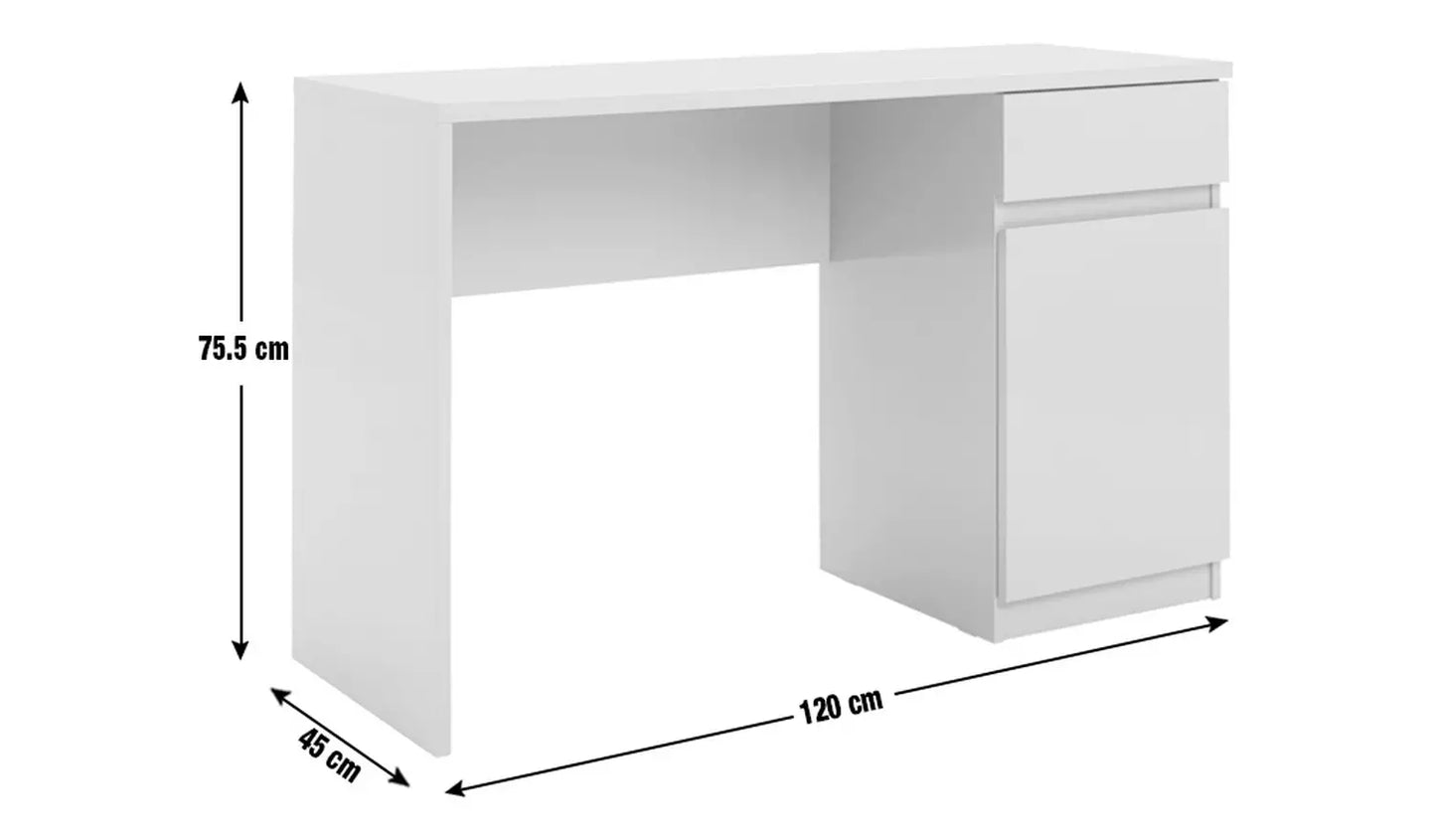 Jenson 1 Drawer Office Desk - White Gloss