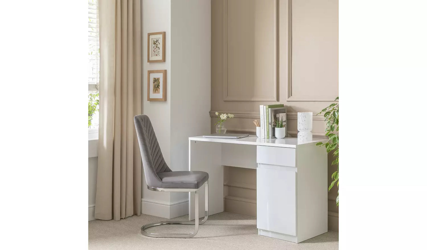 Jenson 1 Drawer Office Desk - White Gloss