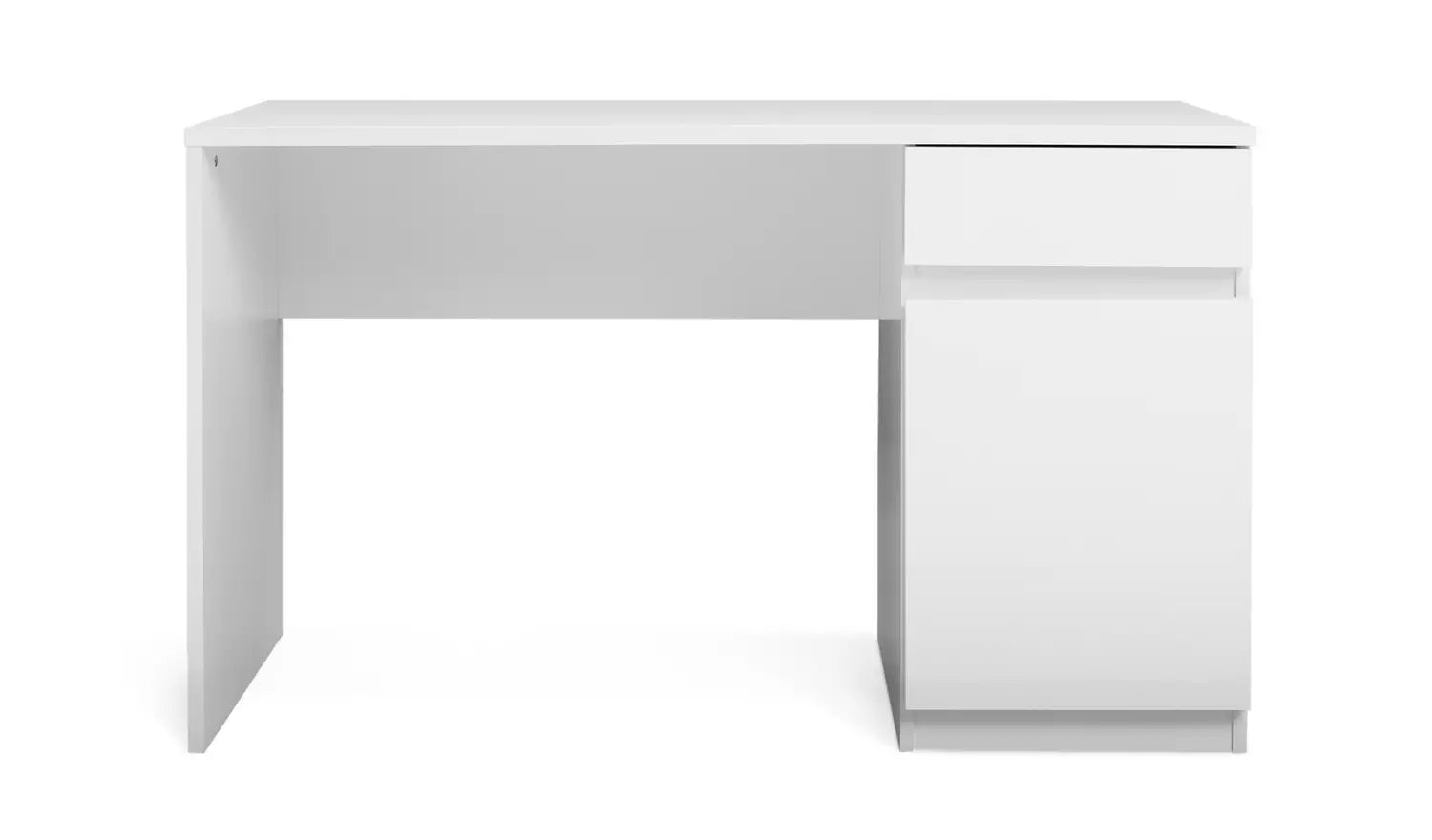 White desk with a drawer on a white background