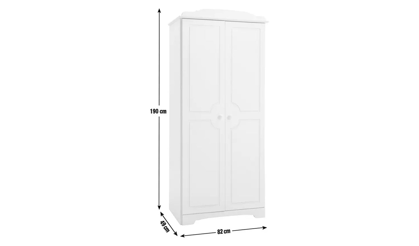 Assembled Nordic 2 Door Wardrobe - White