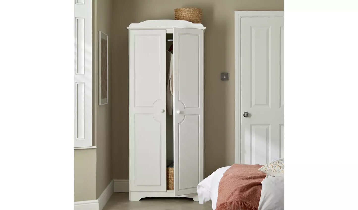 Assembled Nordic 2 Door Wardrobe - White