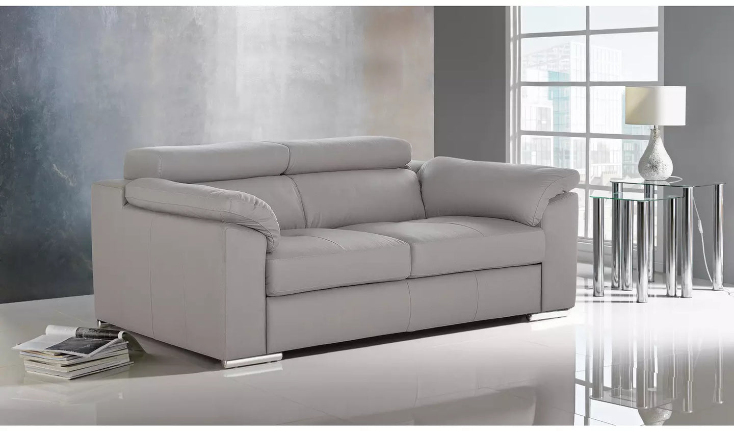 Valencia Leather 2 Seater Sofa - Grey