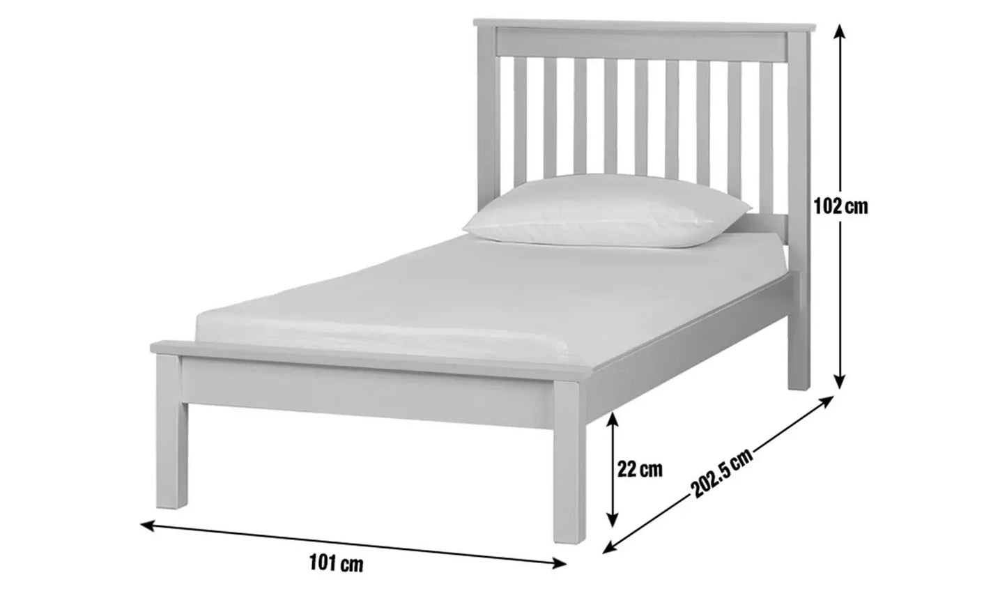 Assembled Single Wooden Bed Frame - White