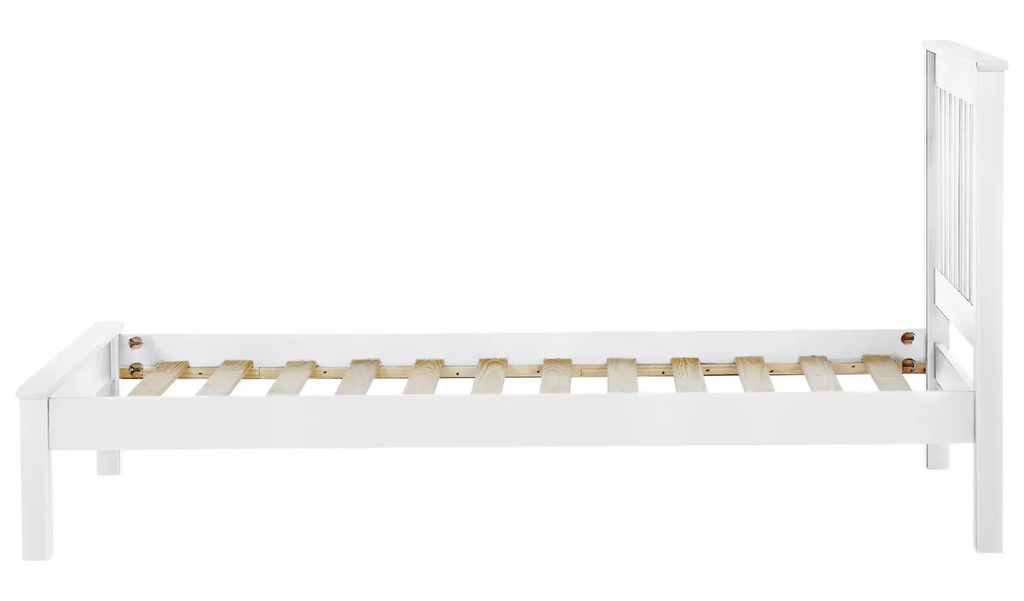 Assembled Single Wooden Bed Frame - White