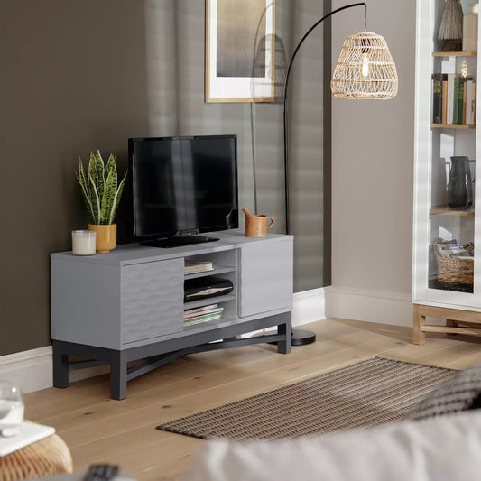 Assembled  Habitat Zander Textured 50 Inch TV Unit - Grey