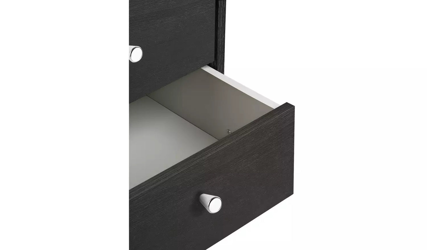 Assembled Malibu 3 Drawer Bedside Table - Black Oak Effect