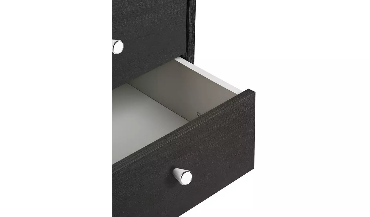 Assembled Malibu 3 Drawer Bedside Table - Black Oak Effect