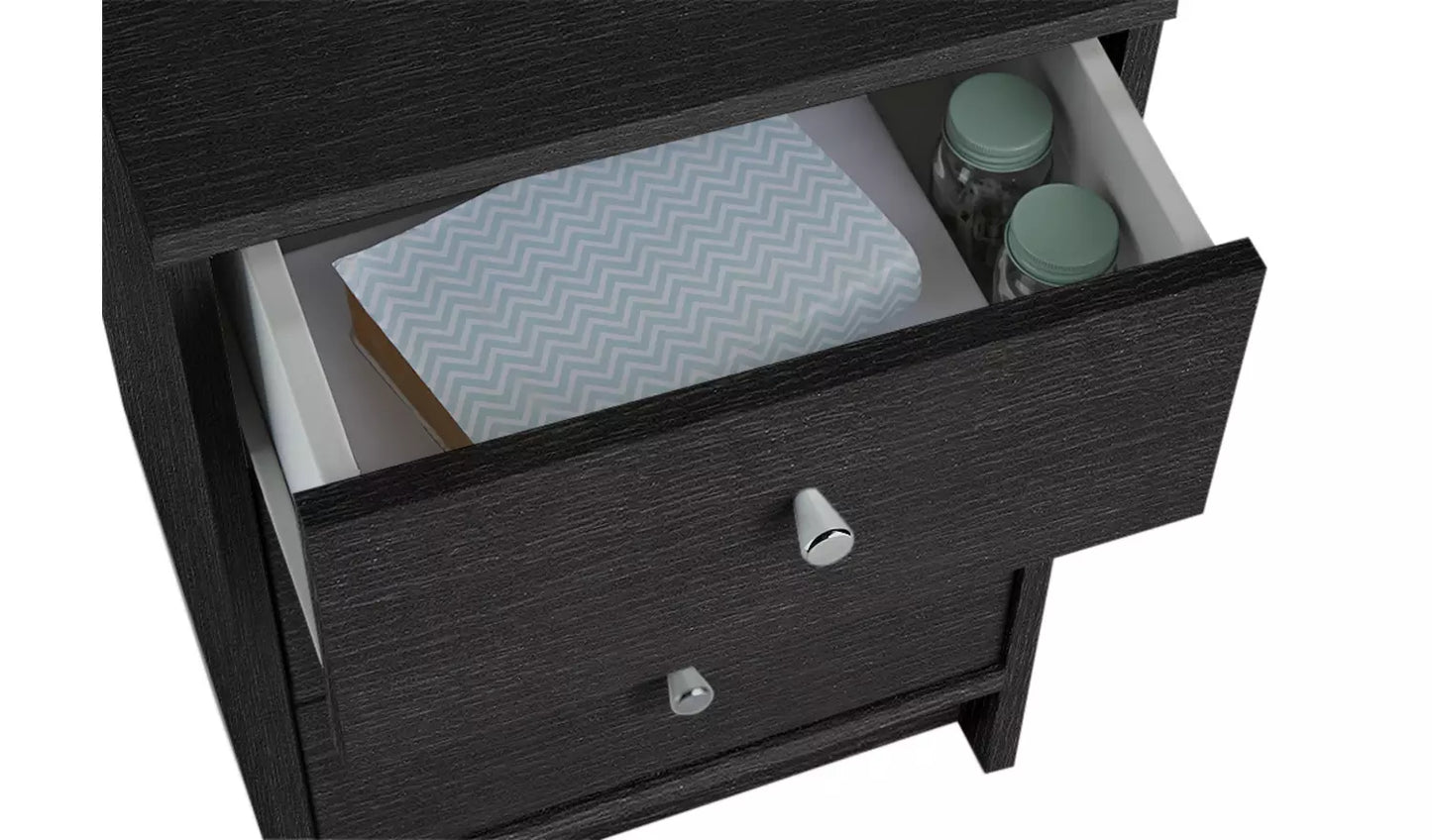 Assembled Malibu 3 Drawer Bedside Table - Black Oak Effect