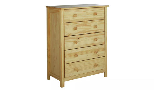 Assembled Scandinavia 5 Drawer Chest - Pine