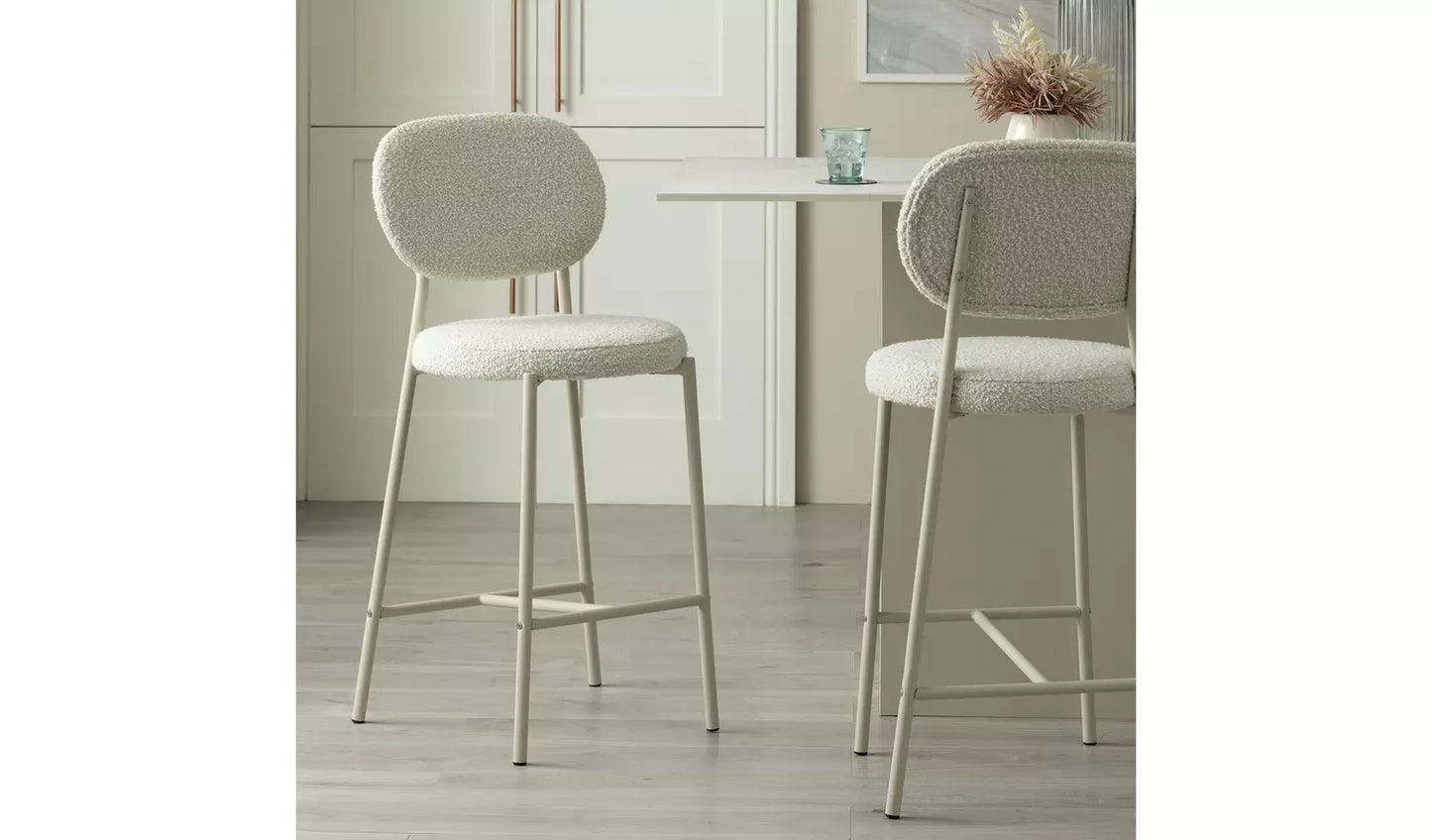 Asembled Habitat Orson Boucle Counter Bar Stool - White